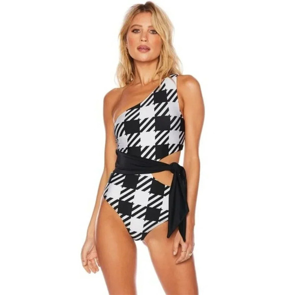 BEACH RIOT Carlie One Piece in Houndstooth Small New Womens Swimsuit - Picture 15 of 16